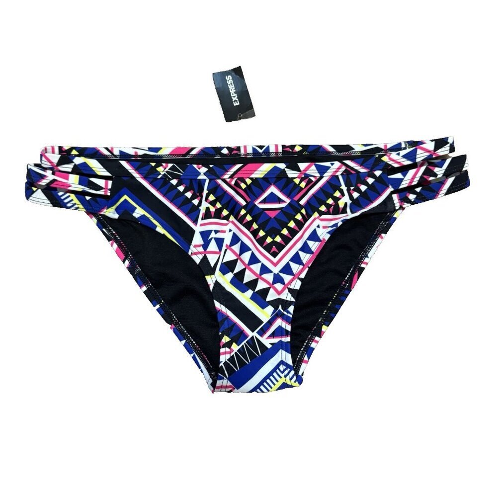 EXPRESS Geo Print Strappy Cheeky Bikini Swim Bottom Size Medium